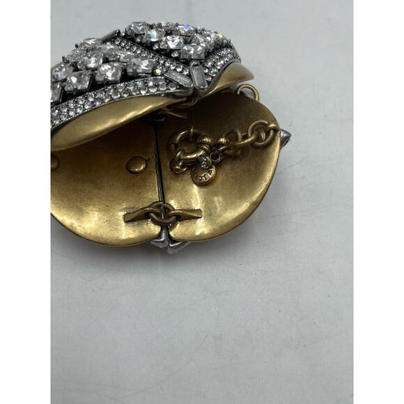 J. Crew Antique Gold Triangular Pave and Prong Set Rhinestone Bracelet - Picture 9 of 9